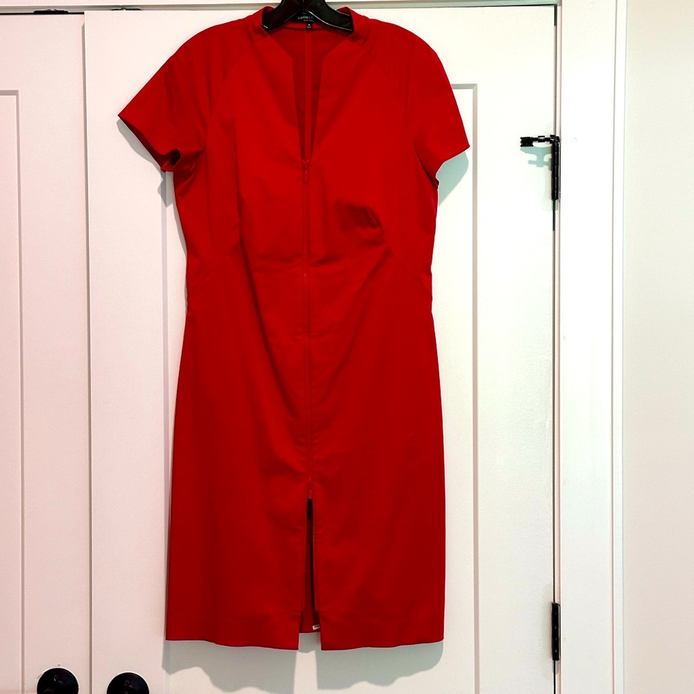 Lafayette 148 New York Red Short-Sleeve Sheath Dress